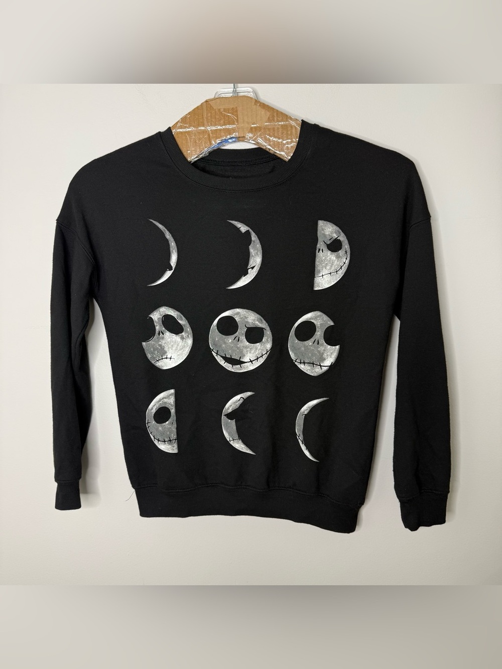 Disney Nightmare Before Christmas Small Crewneck Sweatshirt Moon Phases Black
